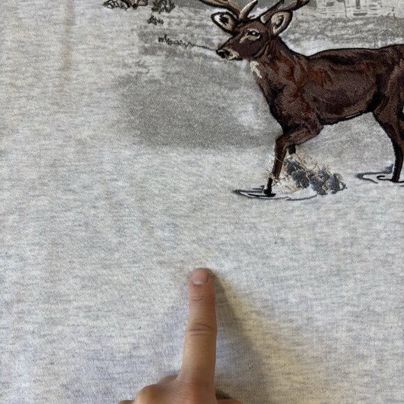 VTG Deer Wildlife Sweatshirt Mens XL Pullover Outdoors Nature Cabincore Rustic - Picture 3 of 16